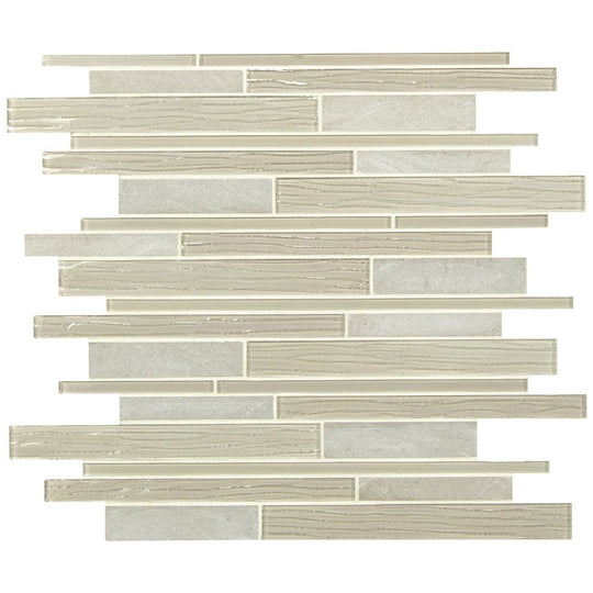 MS International 11.81" x 12.2" Decorative Blend Linear Glass & Stone Mosaic