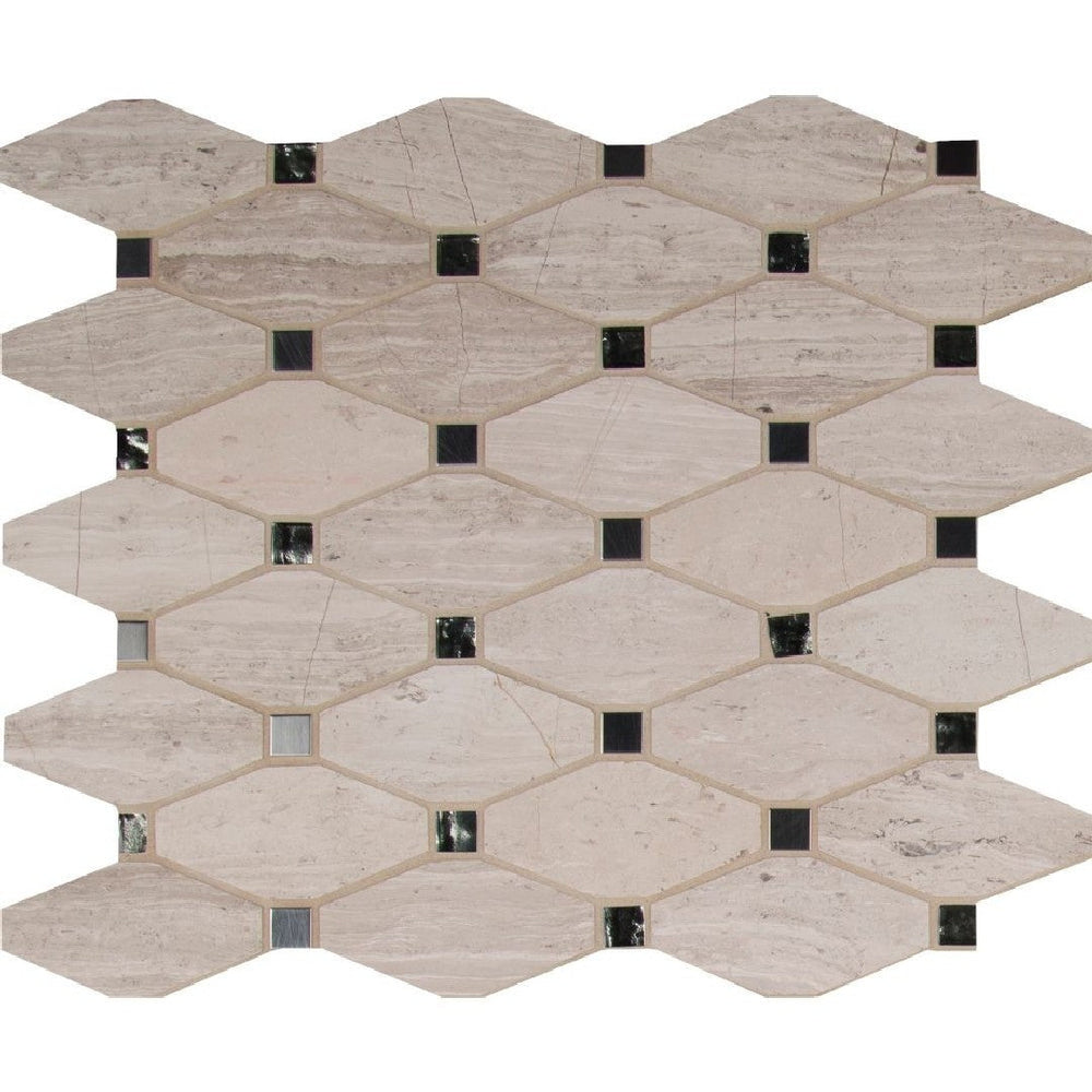 MS International 12" x 12" Decorative Blend Glass & Stone Mosaic 10mm