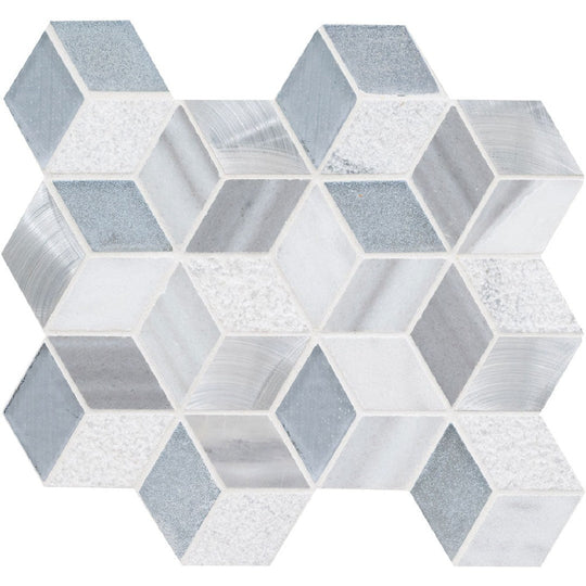 MS International 11.58" x 12.56" Decorative Blends Cube Glass Stone Metal Blend Mosaic