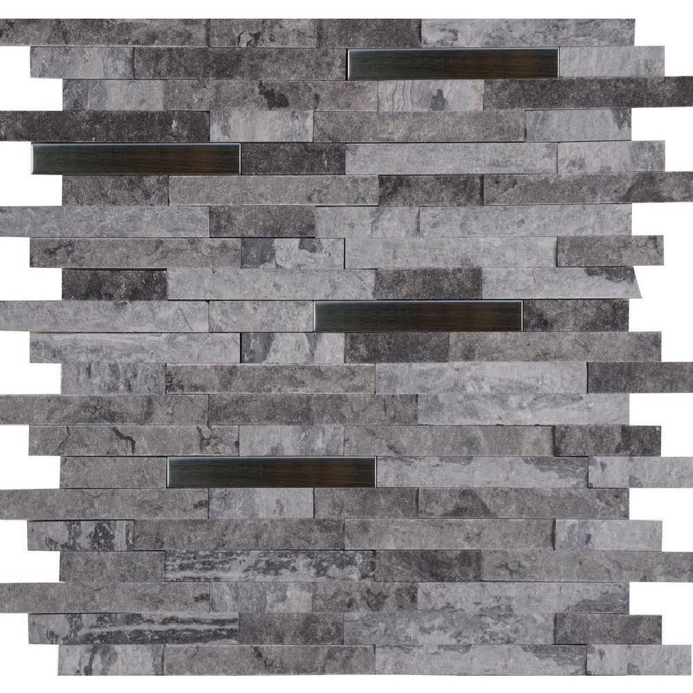 MS International 12" x 12" Eclipse Interlocking Stone & Metal Blend Mosaic