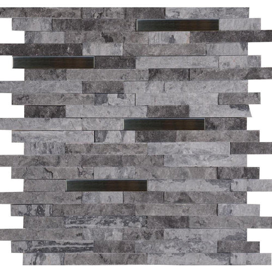 MS International 12" x 12" Eclipse Interlocking Stone & Metal Blend Mosaic