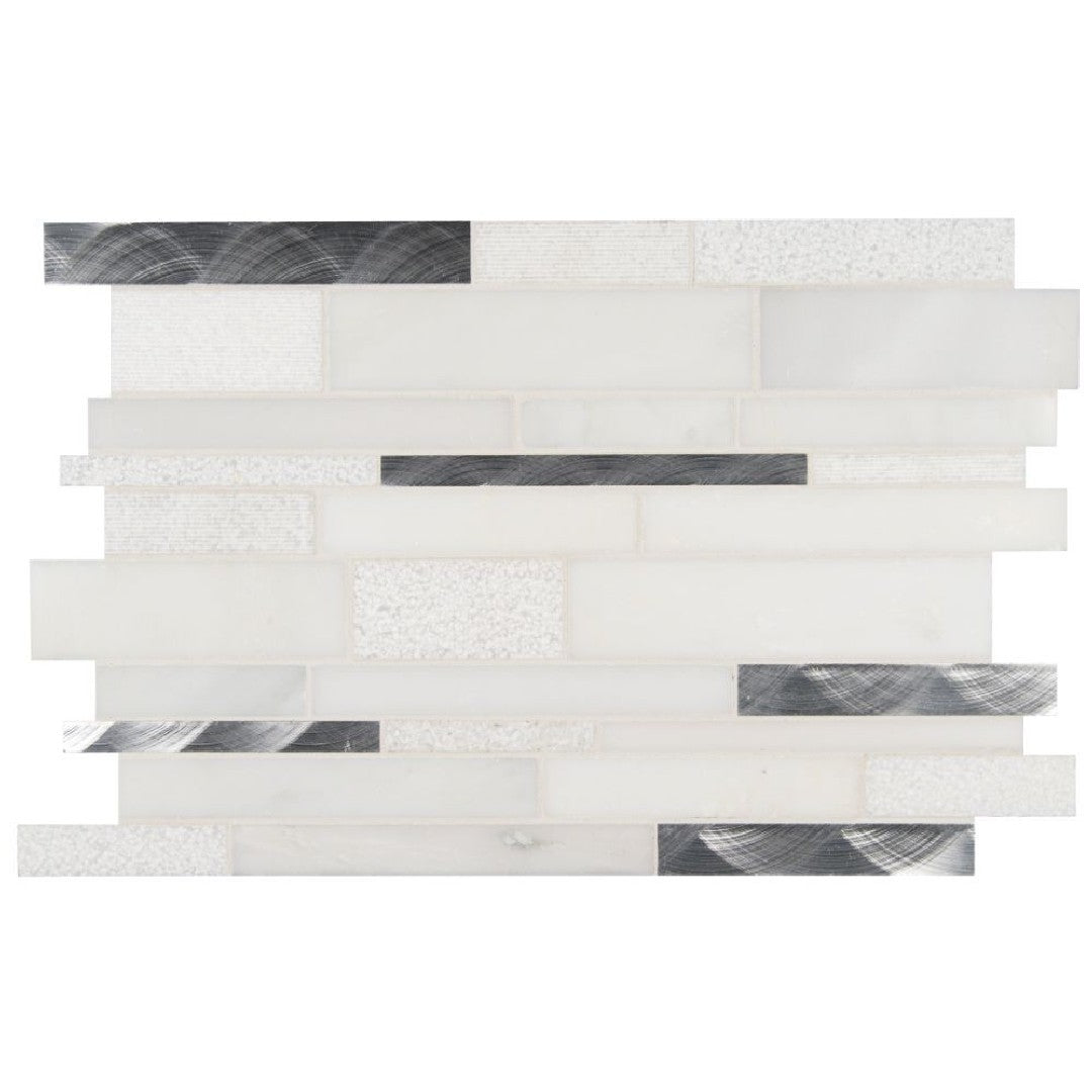 MS International 12" x 18" Decorative Blend Linear Stone & Metal Mosaic