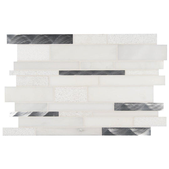 MS International 12" x 18" Decorative Blend Linear Stone & Metal Mosaic