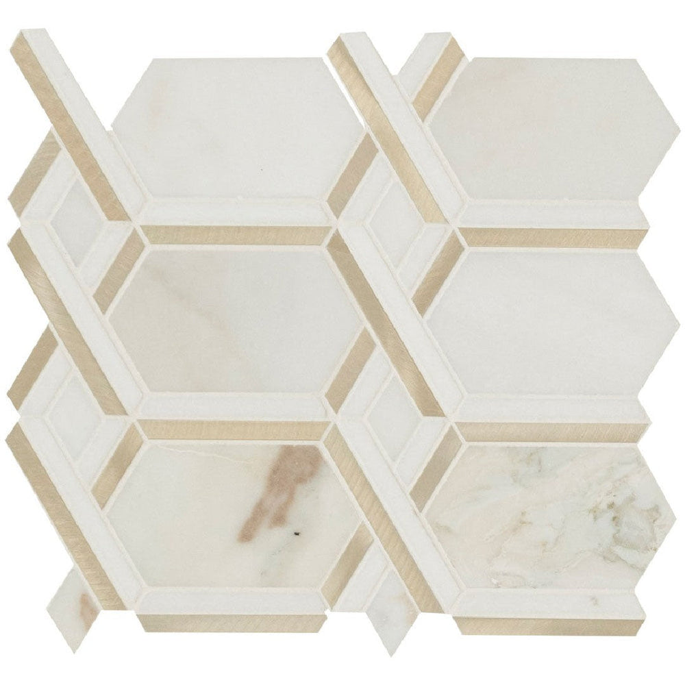 MS International 11.85" x 11.85" Luxor Stone and Metal Mosaic