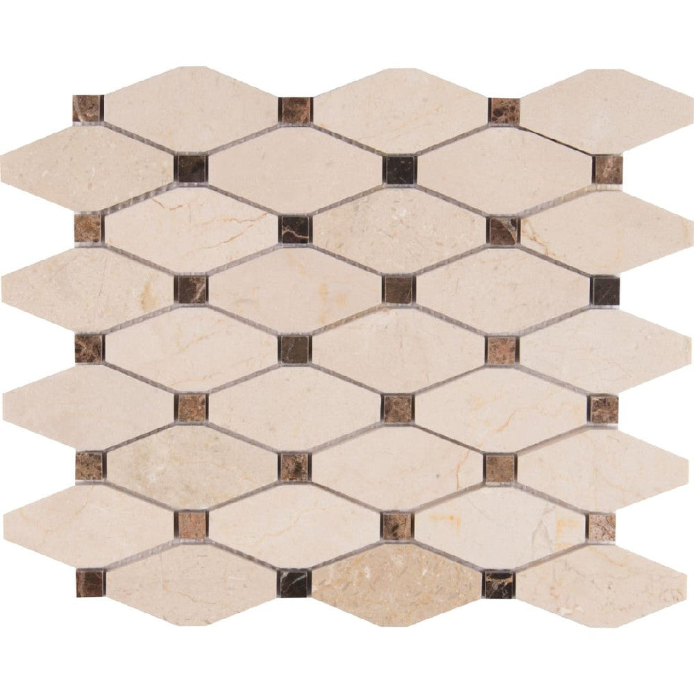 MS International 11.81" x 13.4" Valencia Blend Polished Elongated Octagon Marble Mosaic