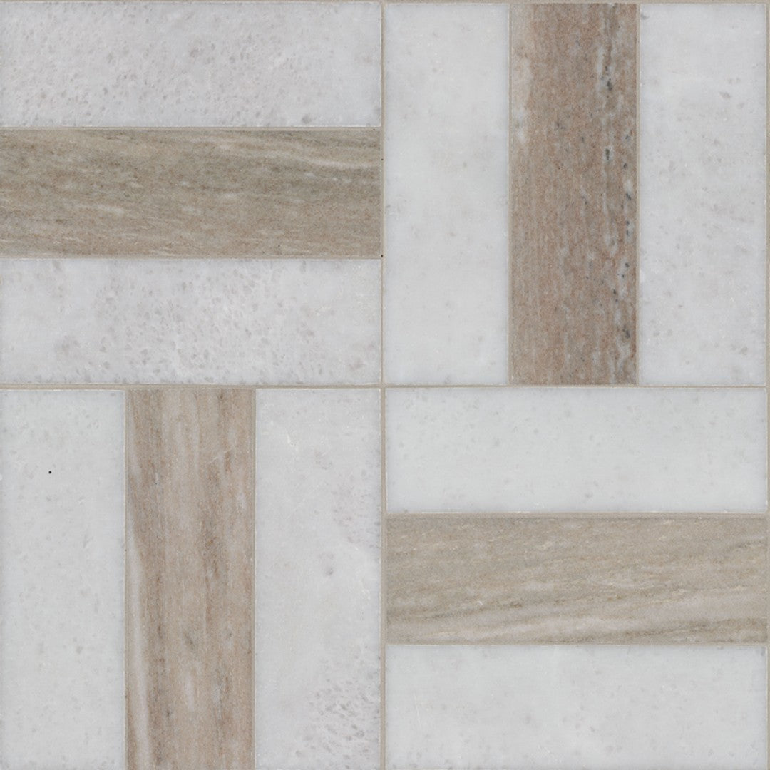 MS International 12" x 12" Winslow Weave Polished Marble Mosaic