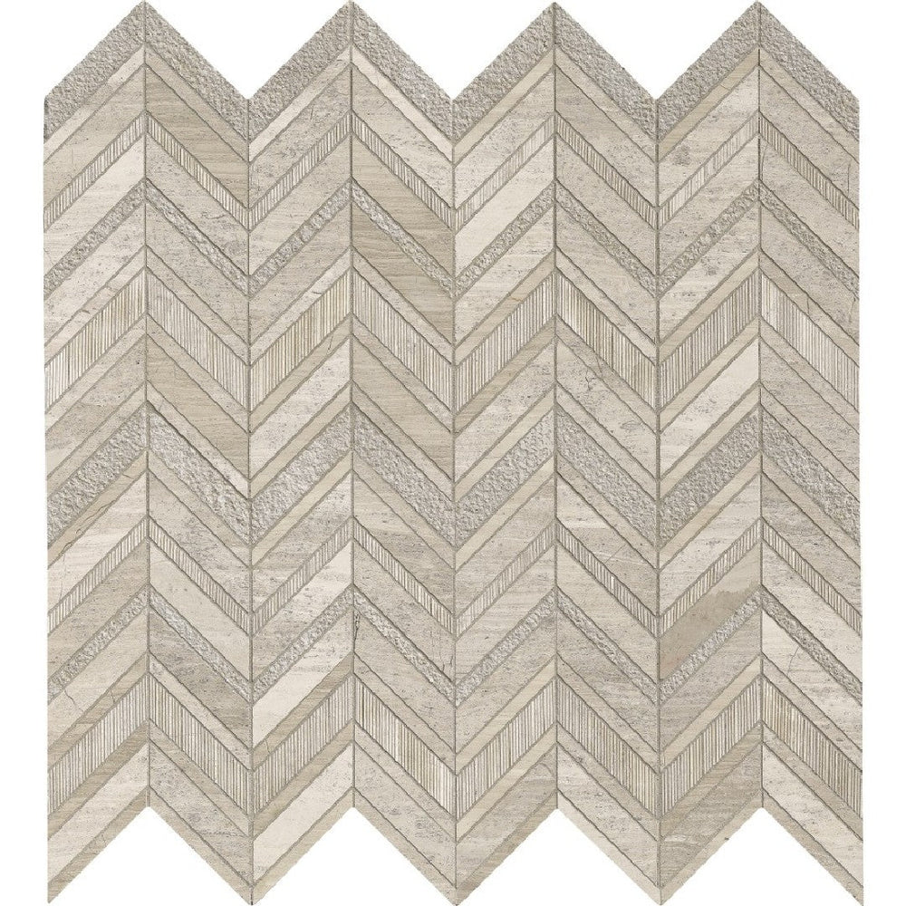 MS International 12" x 12" White Quarry Chevron Marble Mosaic