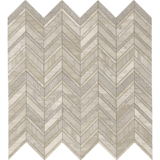 MS International 12" x 12" White Quarry Chevron Marble Mosaic