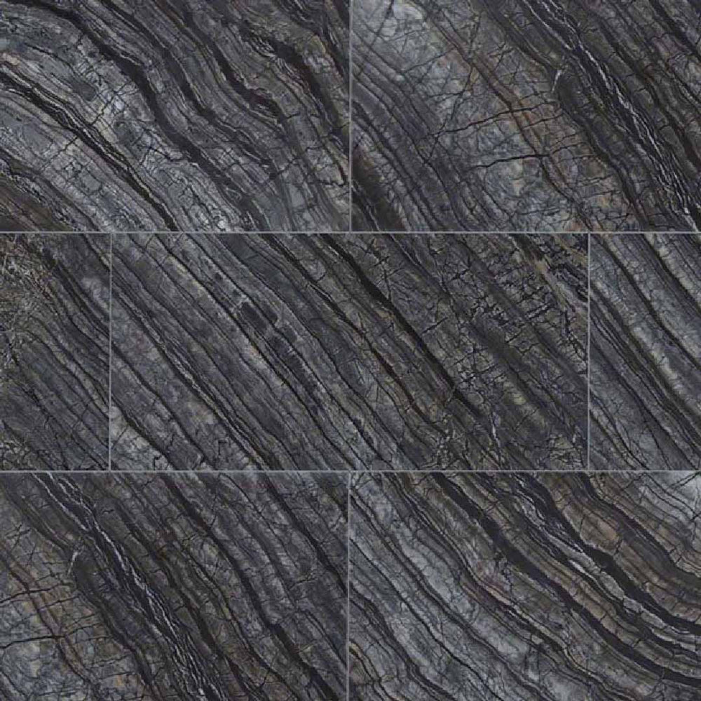 MS International 12" x 24" Black Oak Polished Marble Tile