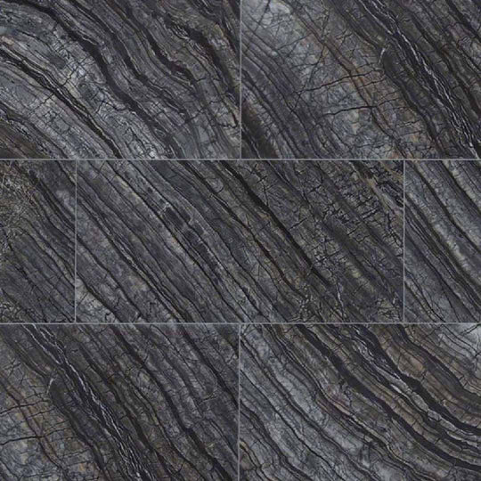 MS International 12" x 24" Black Oak Polished Marble Tile