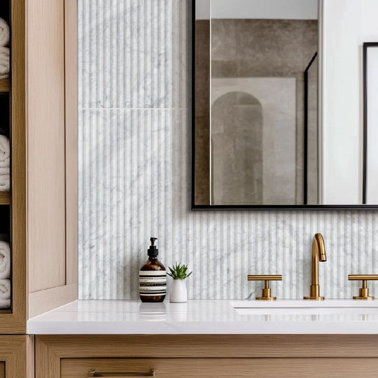 MS-International-12-x-24-Carrara-White-Honed-Fluted-Marble-Tile-Milano-Ribbo