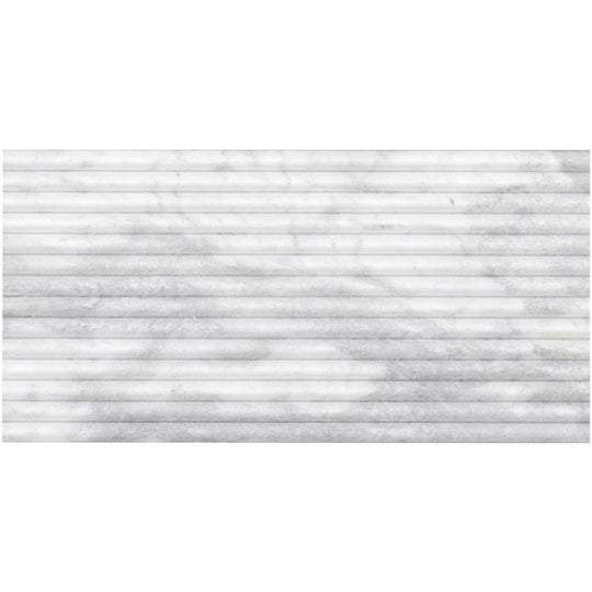 MS International 12" x 24" Carrara White Honed Fluted Marble Tile