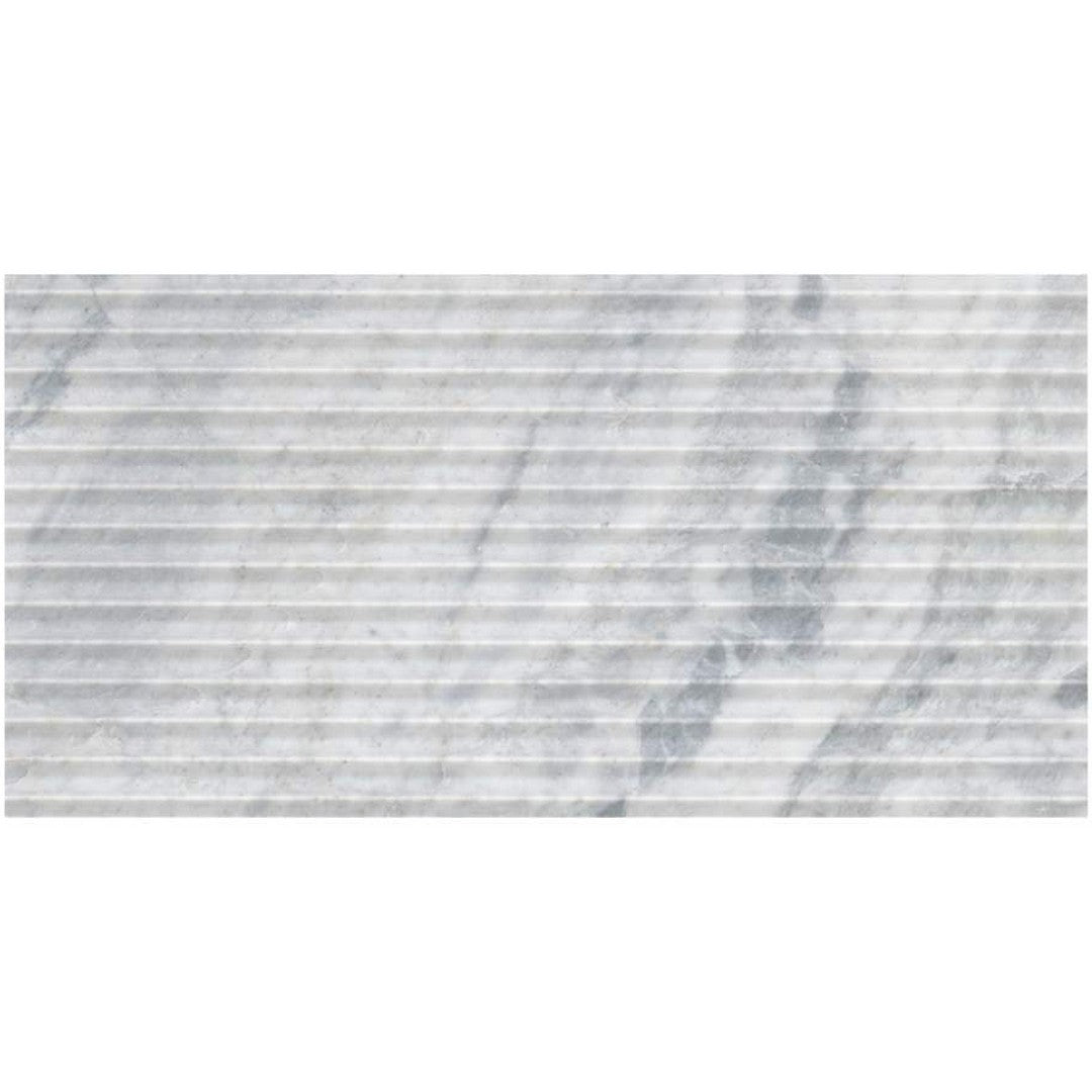 MS International 12" x 24" Carrara White Honed Fluted Marble Tile