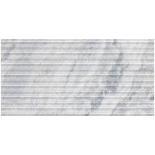 MS International 12" x 24" Carrara White Honed Fluted Marble Tile