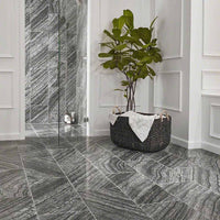 MS International 12" x 24" Black Oak Polished Marble Tile
