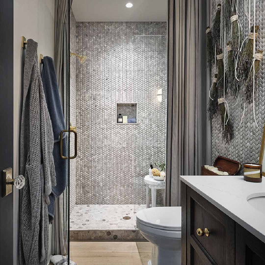 MS International 12" x 12" Mystic Cloud Honed Arched Herringbone Marble Mosaic