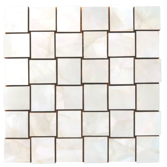 Tesoro 12" x 12" Mother Of Pearl Rectified Polished Basketweave Porcelain Mosaic
