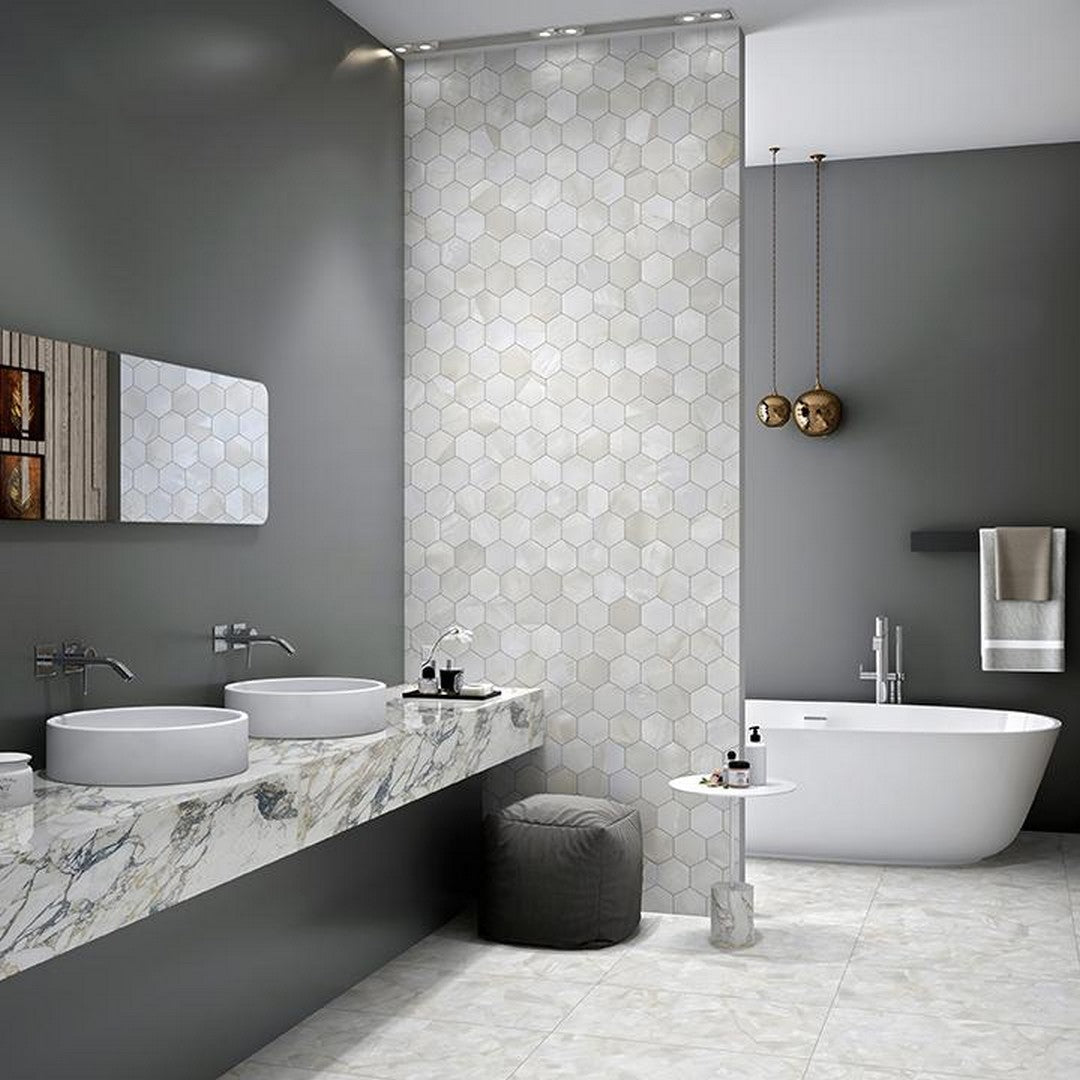Tesoro-11.75-x-10.25-Mother-Of-Pearl-Hexagon-Porcelain-Mosaic-Ivory