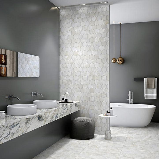 Tesoro-11.75-x-10.25-Mother-Of-Pearl-Hexagon-Porcelain-Mosaic-Ivory
