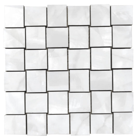 Tesoro 12" x 12" Mother Of Pearl Rectified Matte Basketweave Porcelain Mosaic