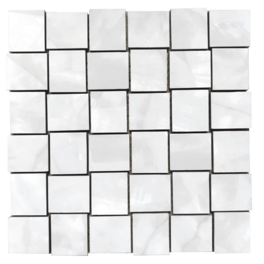 Tesoro 12" x 12" Mother Of Pearl Rectified Polished Basketweave Porcelain Mosaic