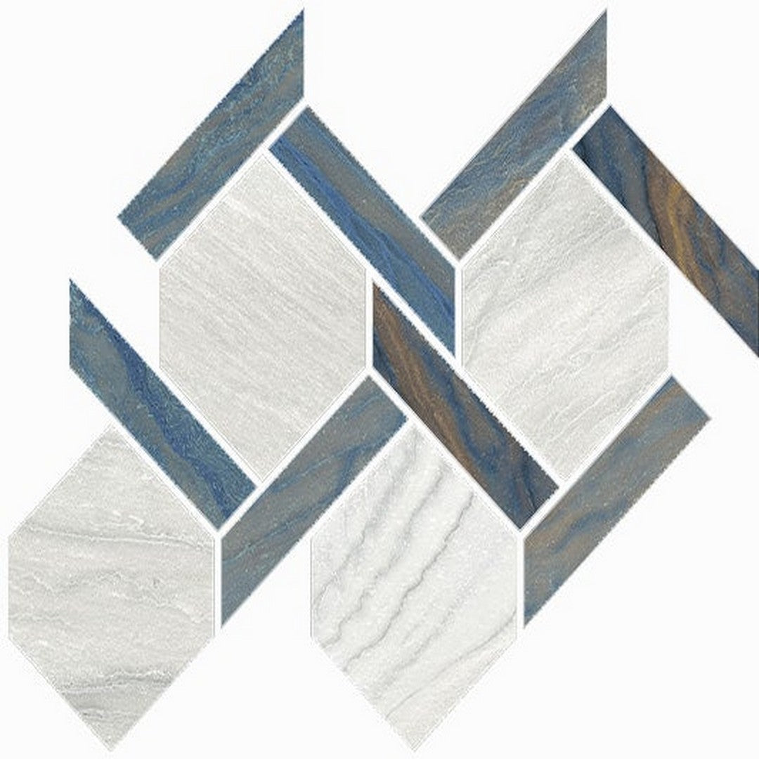 Happy Floors 13" x 14.5" Macaubas Interlocking Mixed Porcelain Rope Mosaic