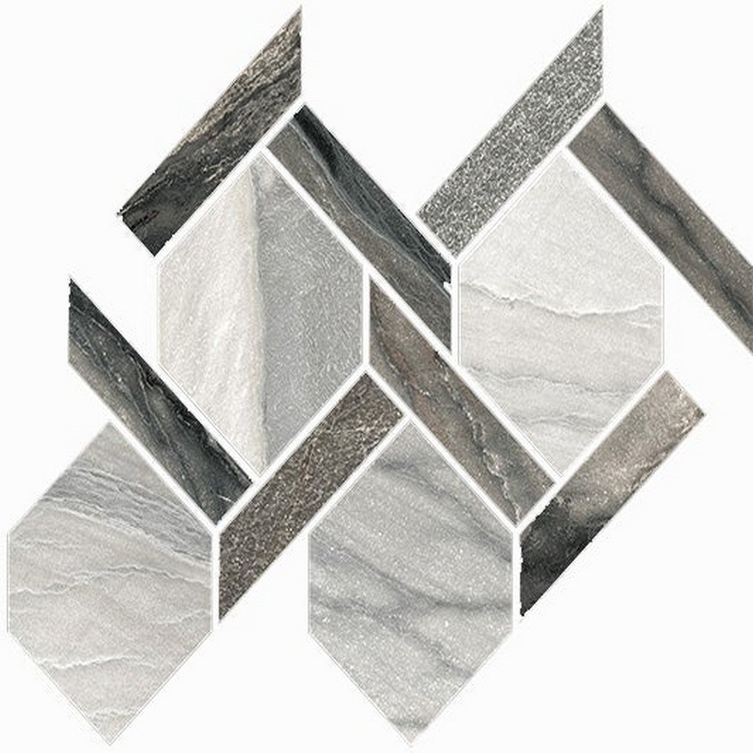 Happy Floors 13" x 14.5" Macaubas Interlocking Mixed Porcelain Rope Mosaic