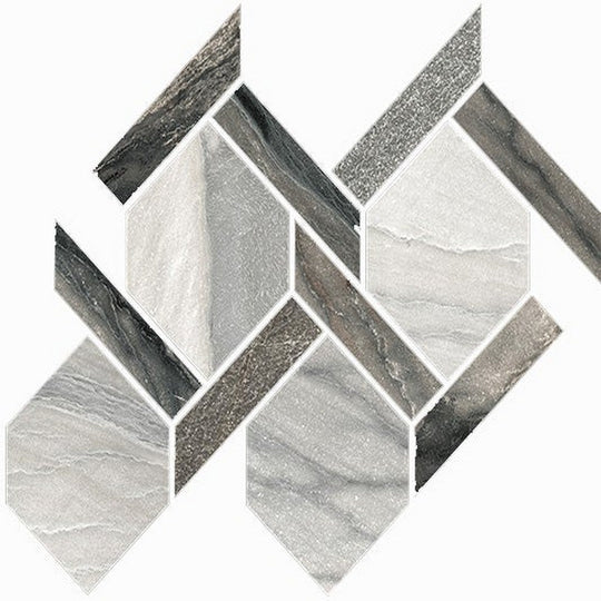 Happy Floors 13" x 14.5" Macaubas Interlocking Mixed Porcelain Rope Mosaic