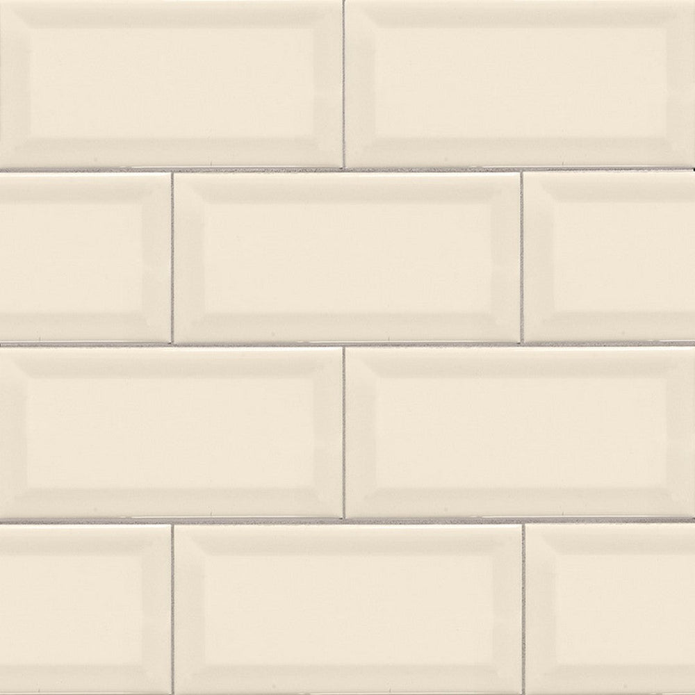 MS International Almond 3" x 6" Glossy Ceramic Beveled Subway Tile