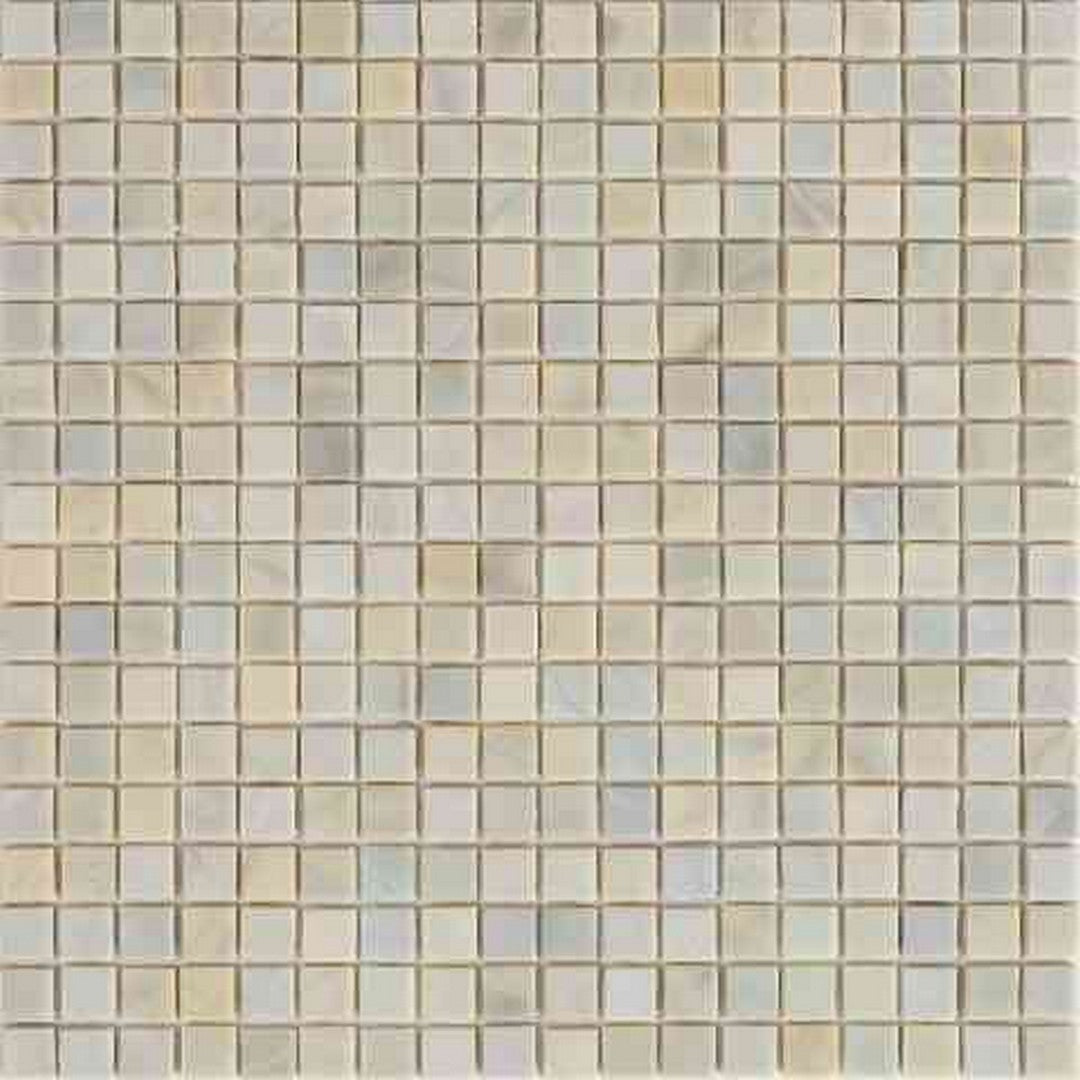 MiR Alma Solid Color 0.6" Nibble Beige 11.6" x 11.6" Glass Mosaic