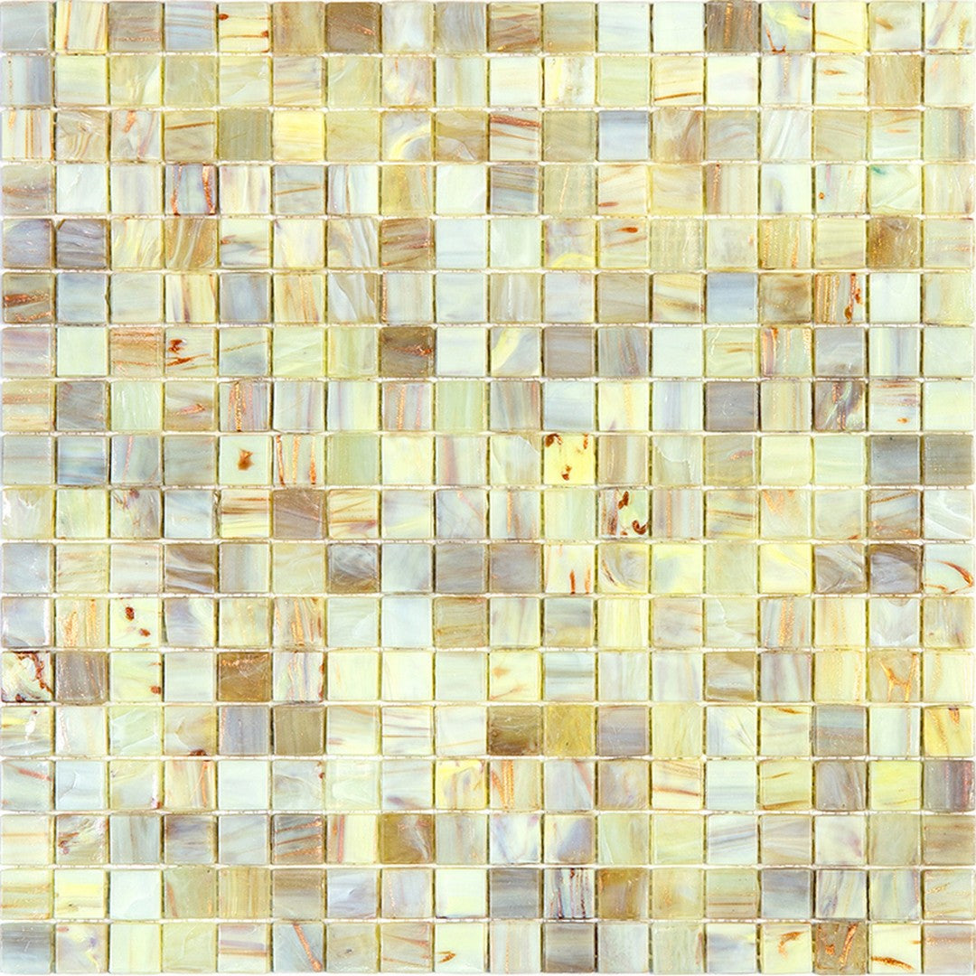 MiR Alma Solid Color 0.6" Nibble Beige 11.6" x 11.6" Glass Mosaic