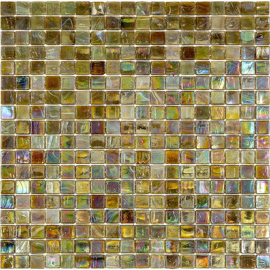 MiR Alma Solid Color 0.6" Nibble Brown 11.6" x 11.6" Glass Mosaic