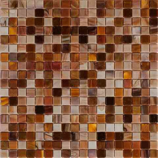 MiR Alma Solid Color 0.6" Nibble Brown 11.6" x 11.6" Glass Mosaic