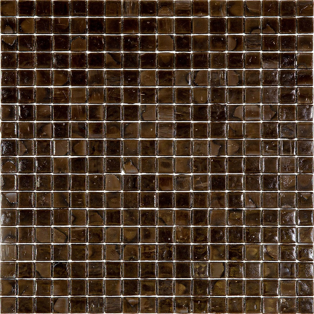 MiR Alma Solid Color 0.6" Nibble Brown 11.6" x 11.6" Glass Mosaic