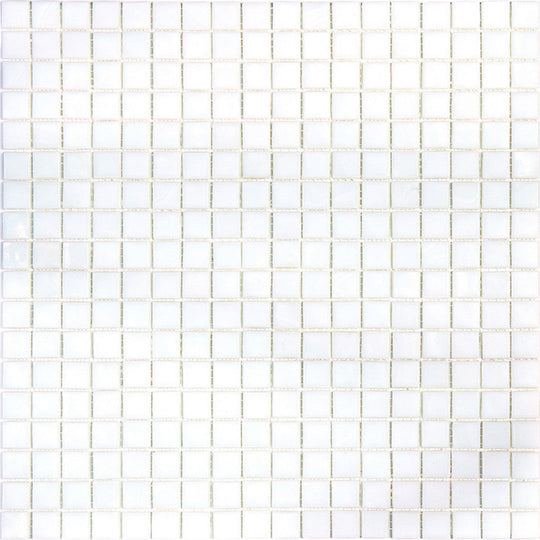 MiR Alma Solid Color 0.6" Nibble White 11.6" x 11.6" Glass Mosaic