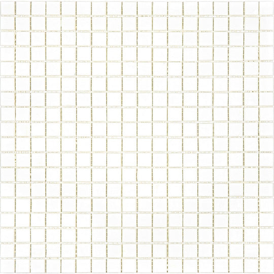 MiR Alma Solid Color 0.6" Nibble White 11.6" x 11.6" Glass Mosaic