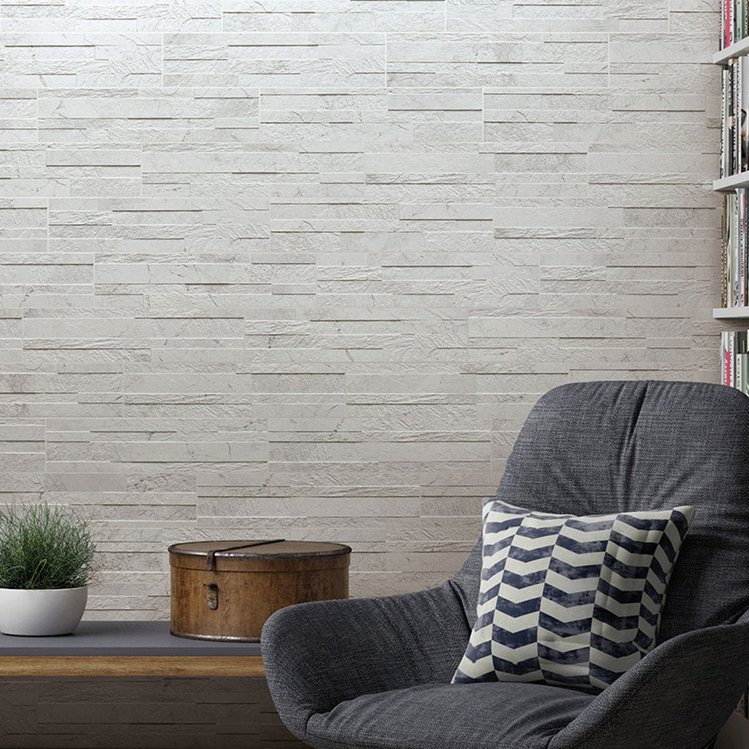 MS-International-Dekora-Carrara-White-6-x-24-Matte-Glazed-Porcelain-Stacked-Ledgerstone-Panel-Carrara-White