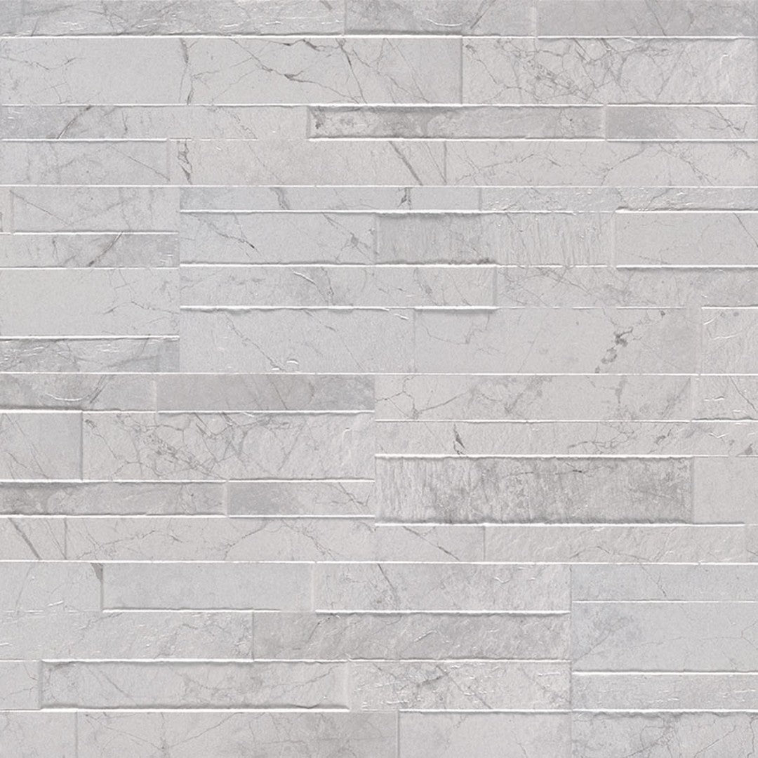 MS International Dekora Carrara White 6" x 24" Matte Glazed Porcelain Stacked Ledgerstone Panel