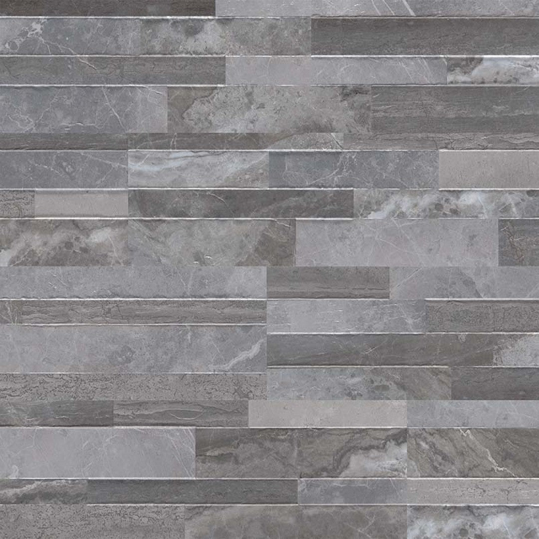 MS International Dekora Palisade Grey 6" x 24" Matte Glazed Porcelain Stacked Ledgerstone Panel