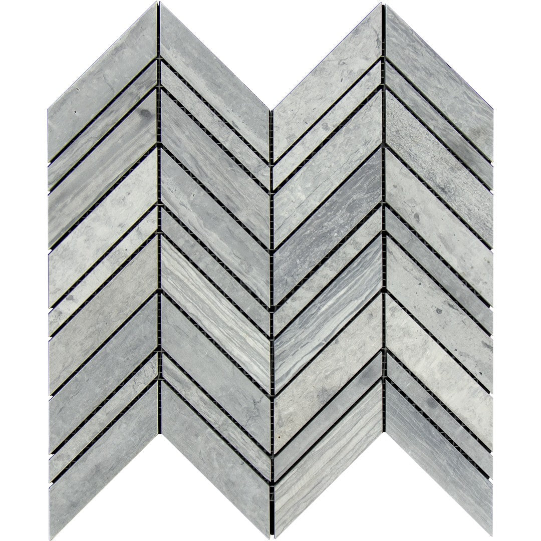 Tesoro 10.5" x 10.25" Haisa Blue Honed & Polished Natural Stone Chevron Mosaic