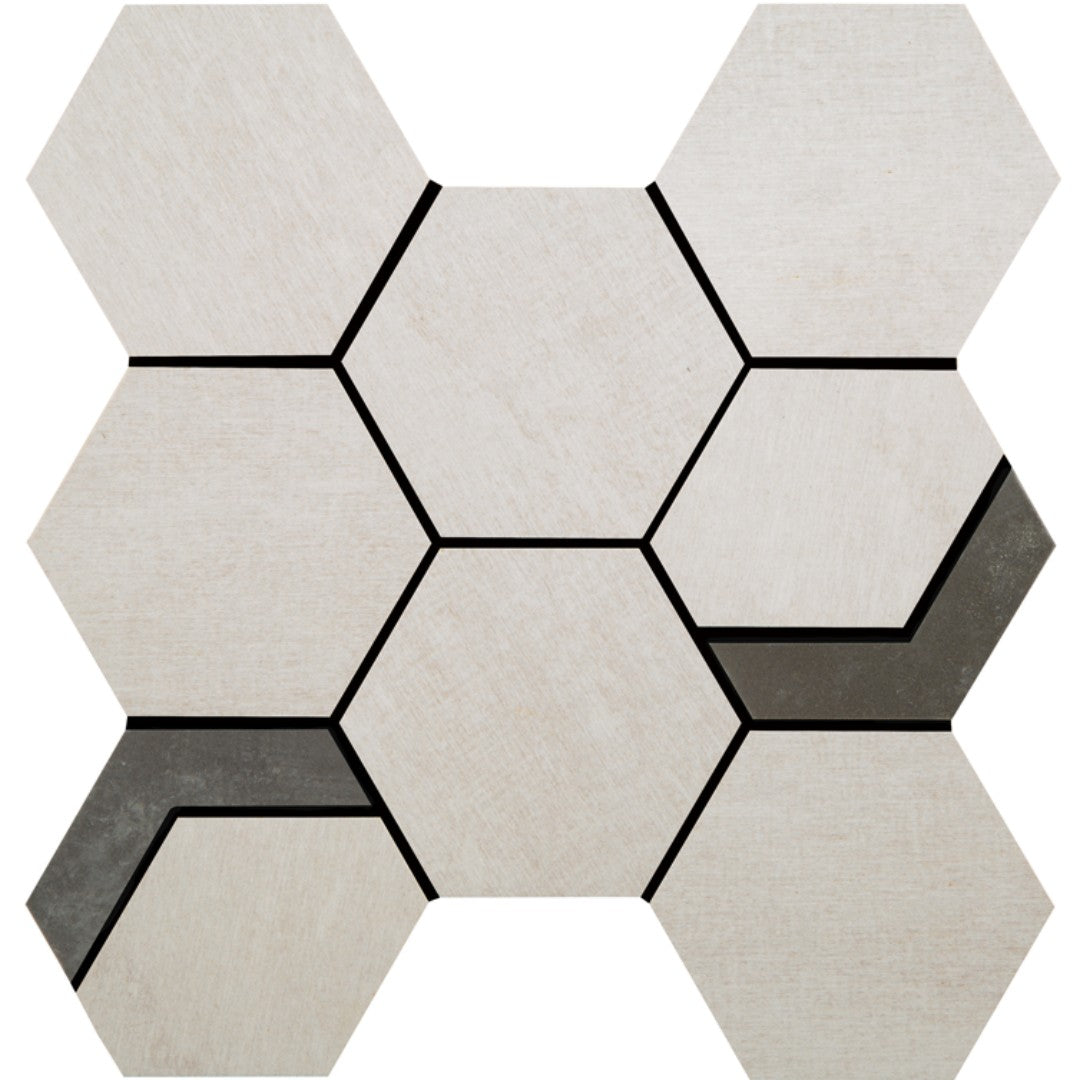 Crossville 11" x 12" Native Metal Unpolished Porcelain 2" Hexagon Mixed Mosaic