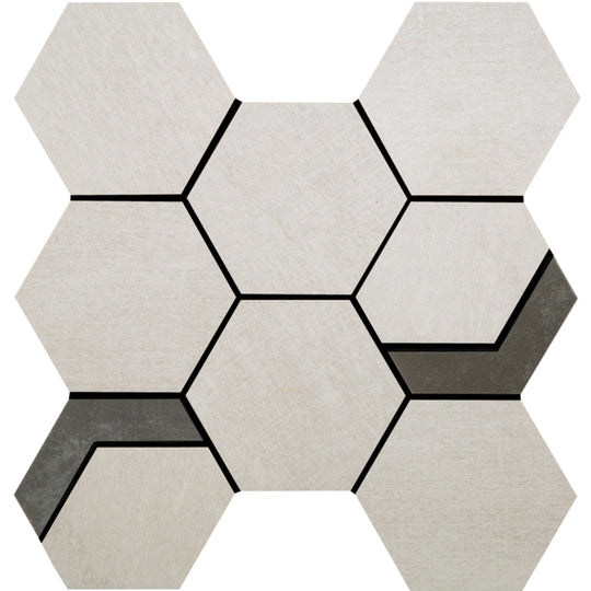 Crossville 11" x 12" Native Metal Unpolished Porcelain 2" Hexagon Mixed Mosaic