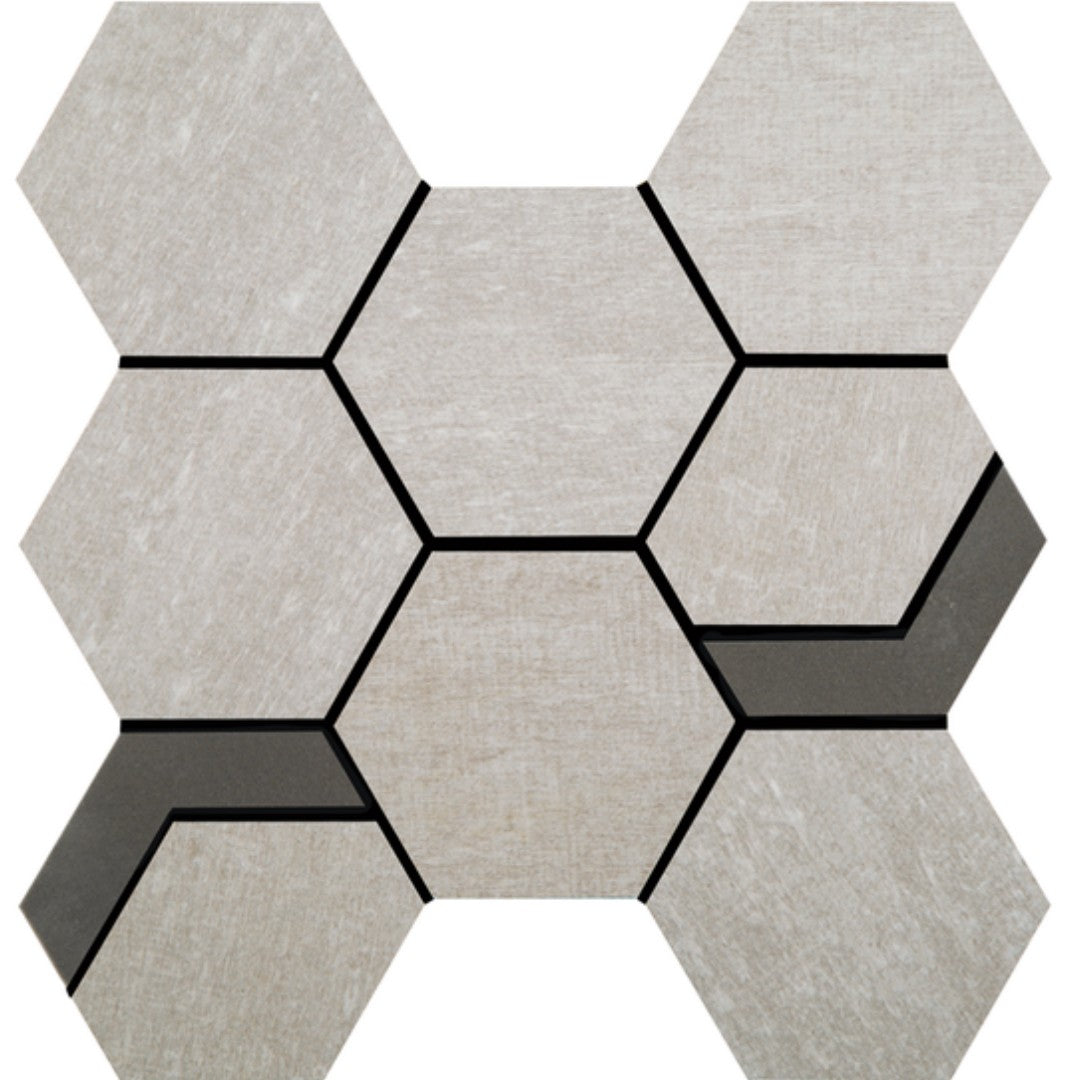 Crossville 11" x 12" Native Metal Unpolished Porcelain 2" Hexagon Mixed Mosaic
