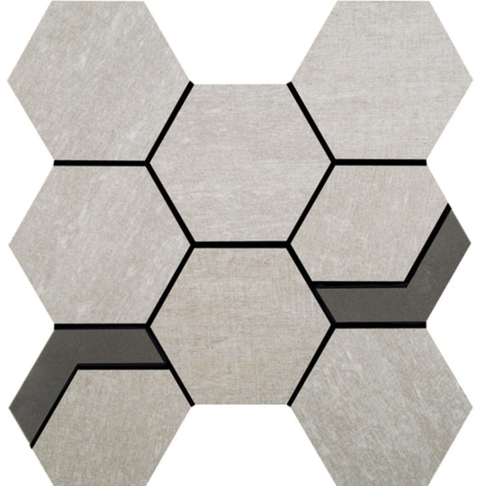 Crossville 11" x 12" Native Metal Unpolished Porcelain 2" Hexagon Mixed Mosaic
