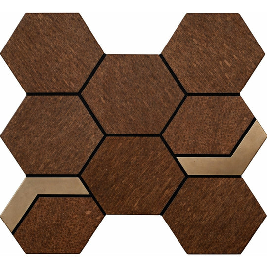 Crossville 11" x 12" Native Metal Unpolished Porcelain 2" Hexagon Mixed Mosaic