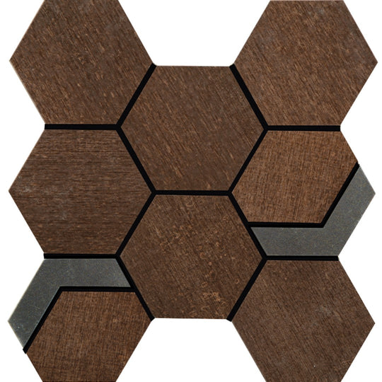 Crossville 11" x 12" Native Metal Unpolished Porcelain 2" Hexagon Mixed Mosaic