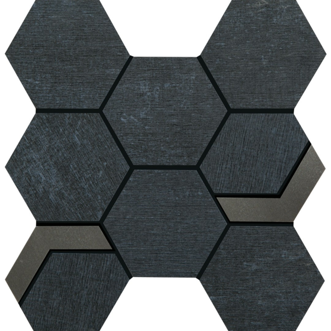 Crossville 11" x 12" Native Metal Unpolished Porcelain 2" Hexagon Mixed Mosaic