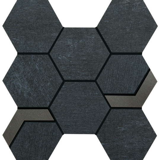 Crossville 11" x 12" Native Metal Unpolished Porcelain 2" Hexagon Mixed Mosaic