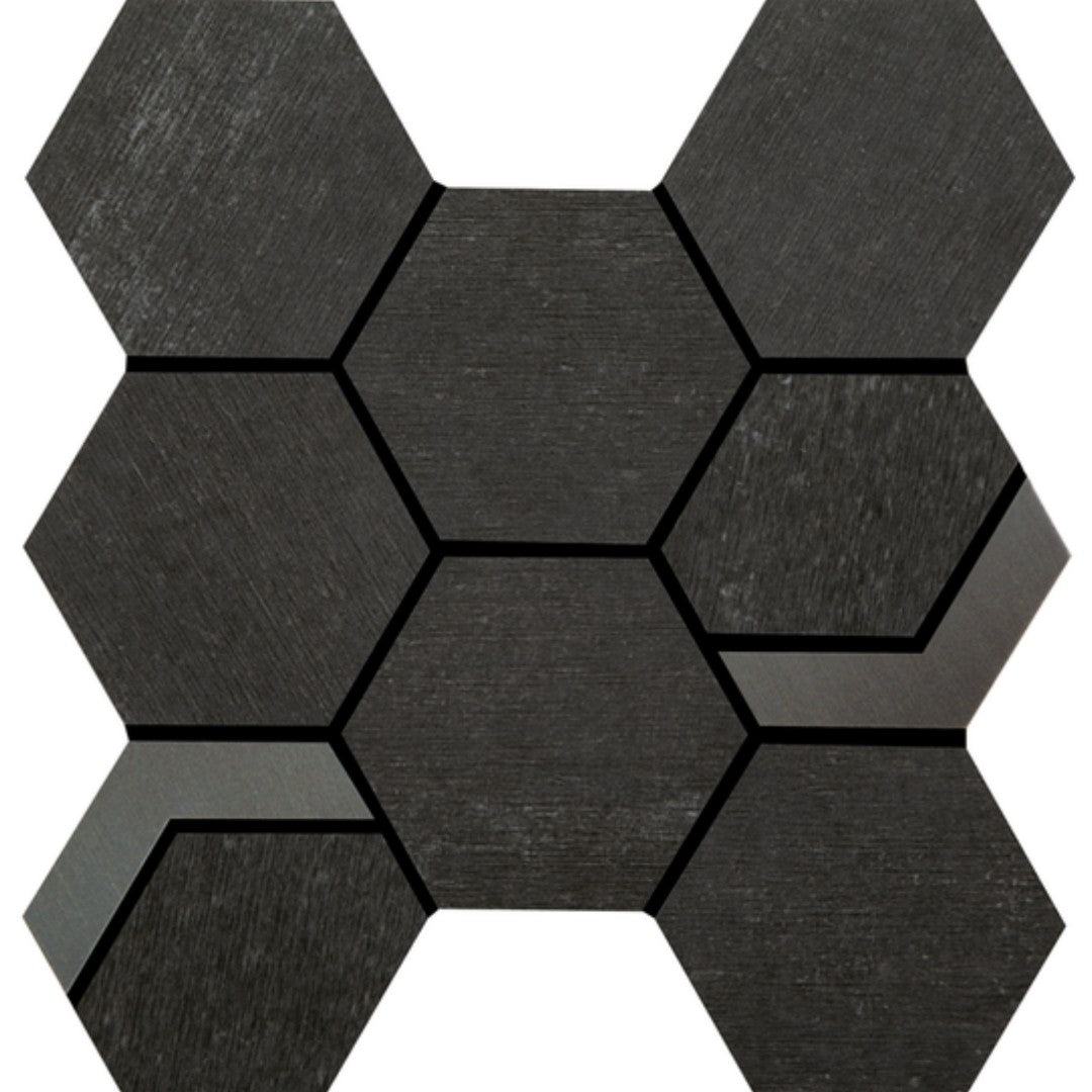 Crossville 11" x 12" Native Metal Unpolished Porcelain 2" Hexagon Mixed Mosaic