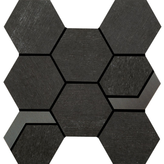 Crossville 11" x 12" Native Metal Unpolished Porcelain 2" Hexagon Mixed Mosaic